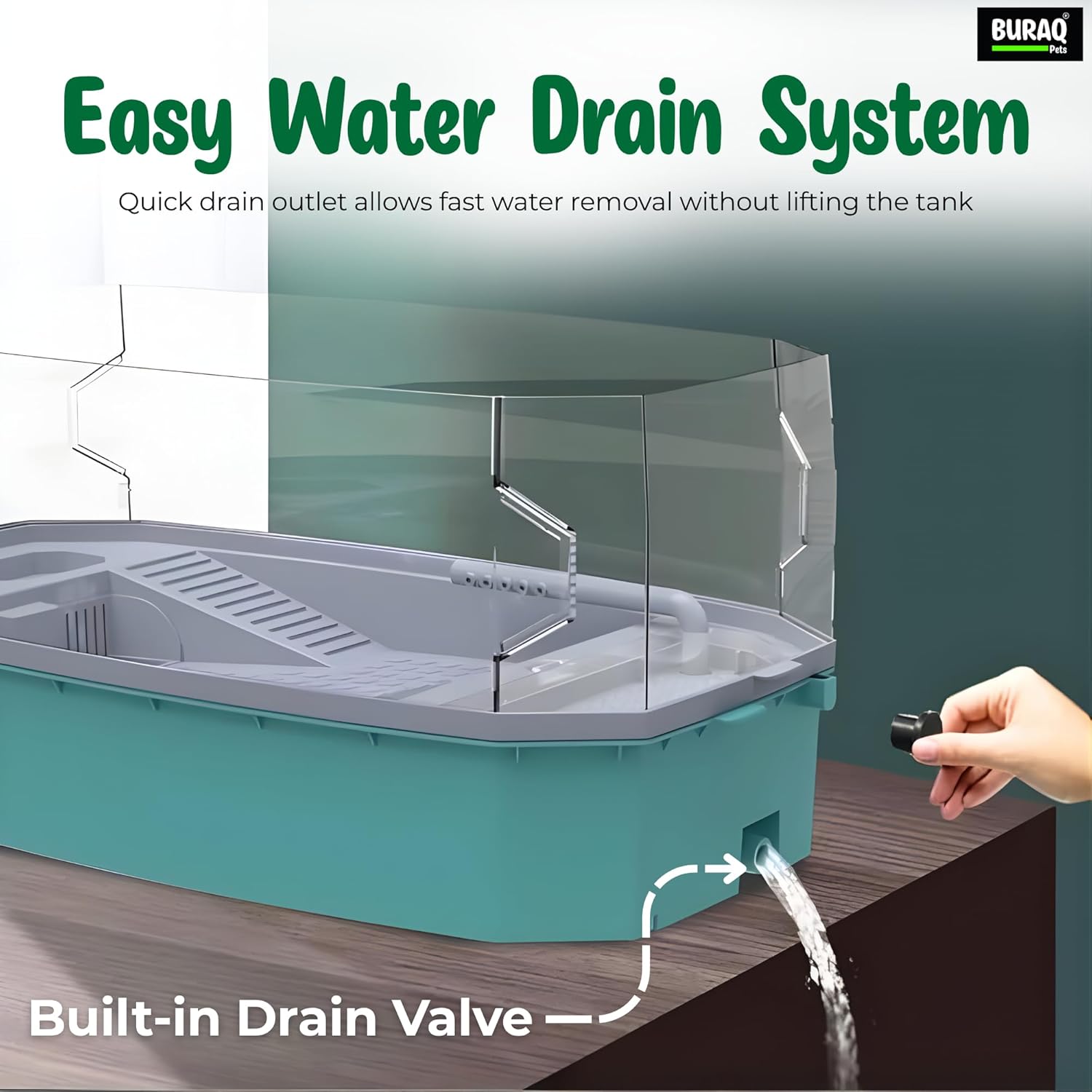 Turtle Tank with Pump, Filter & Basking - Breeding Area - BURAQ PETS