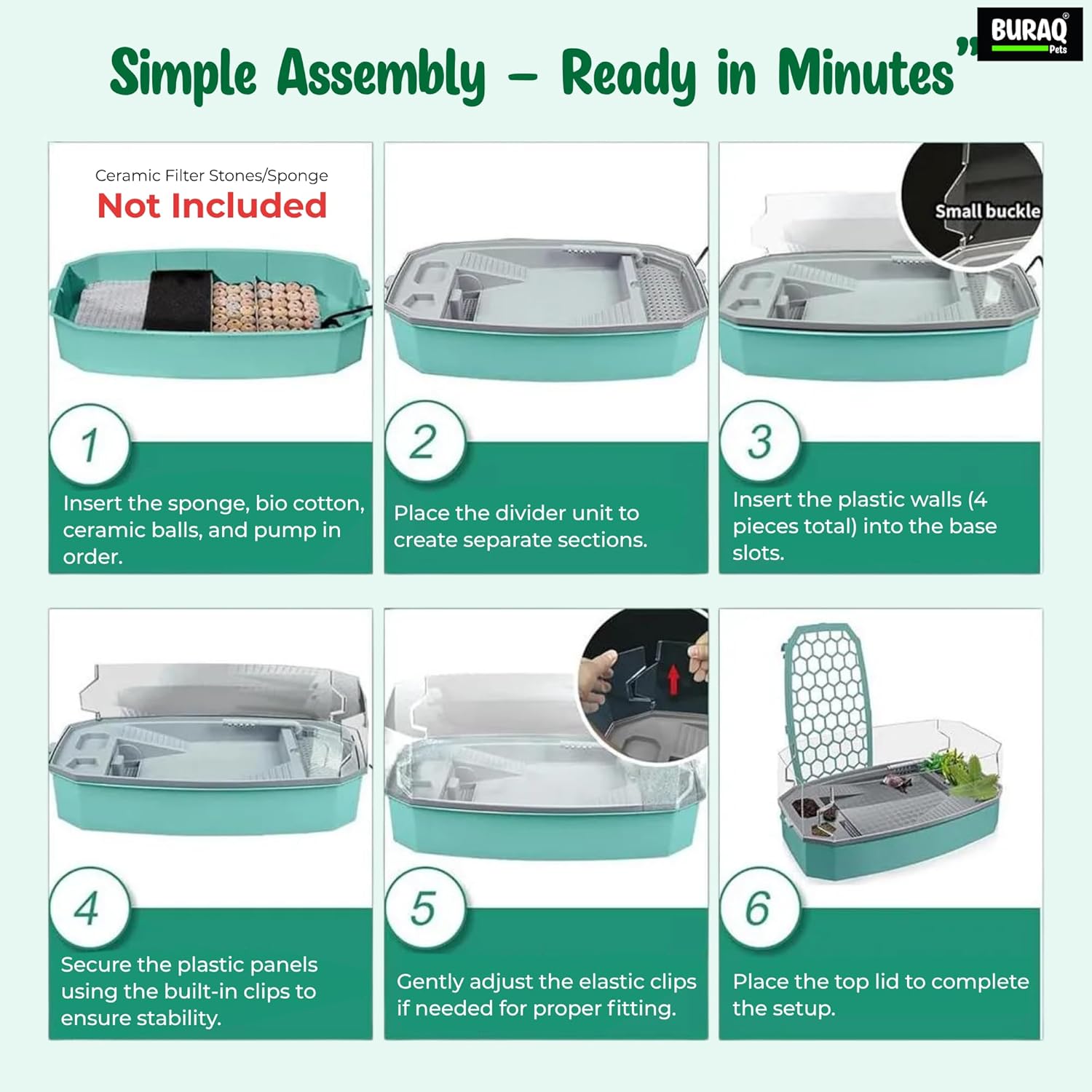 Turtle Tank with Pump, Filter & Basking - Breeding Area - BURAQ PETS