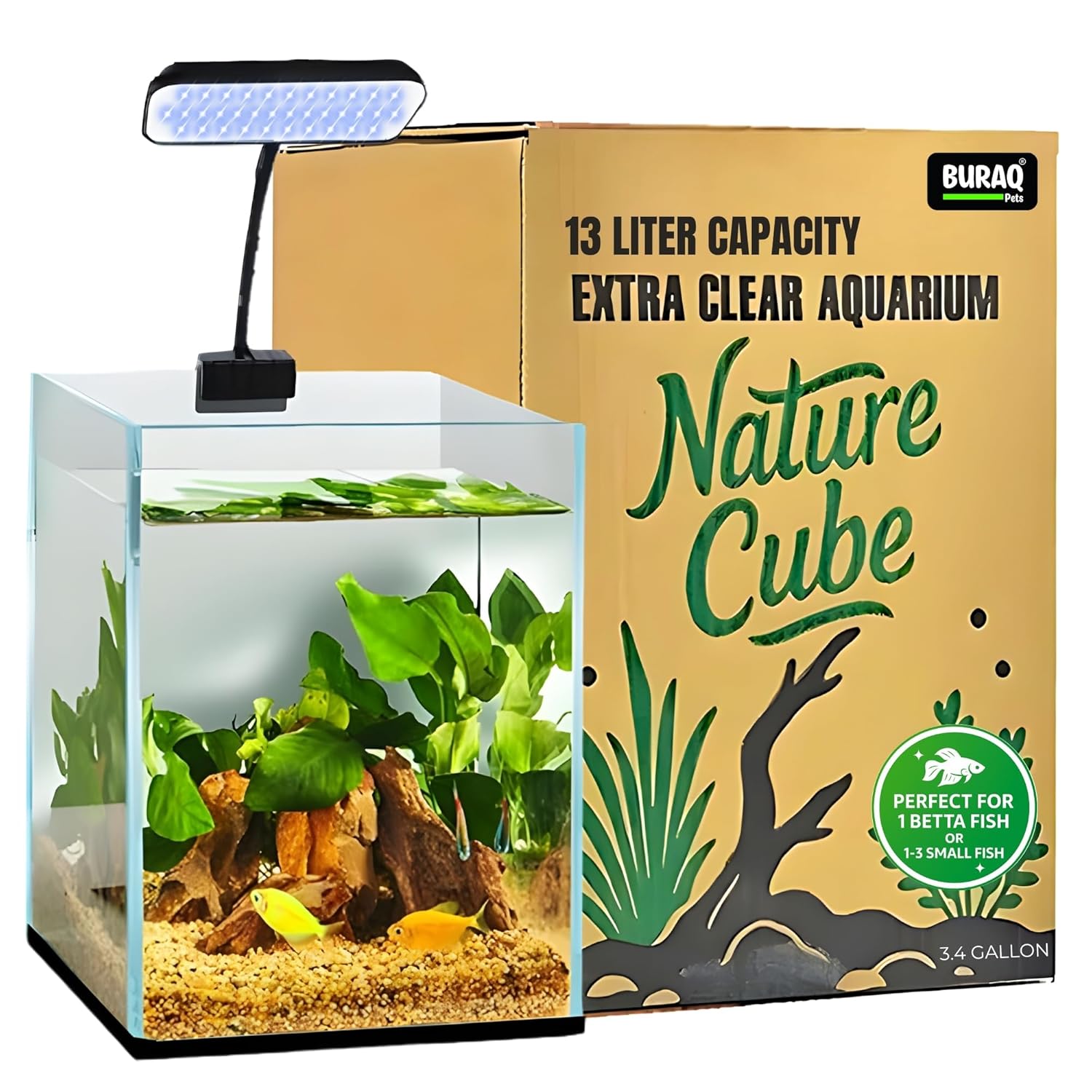 Ultra Clear Aquarium Glass Fish Tank with WRGB Flat LED Light for Small Fishes - premium pet product by Buraq Pets