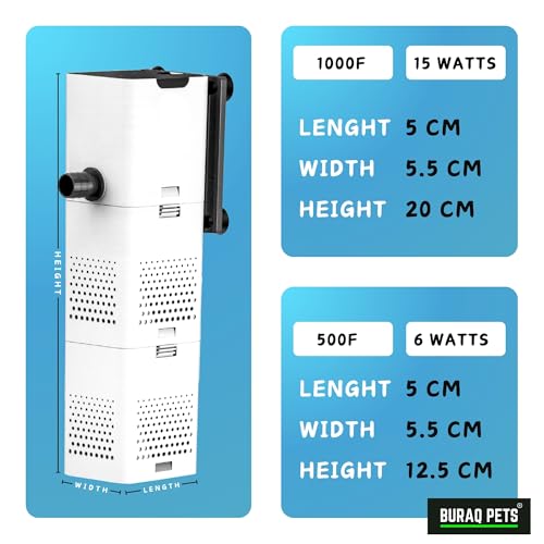 Ultra - Quiet Aquarium Filter 500F – 6W 500L/H Submersible Fish Tank Pump with Oxygen Pipe & Carbon Filtration (XQP - 500F) - BURAQ PETS