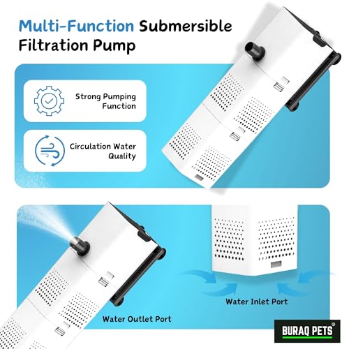 Ultra - Quiet Aquarium Filter 500F – 6W 500L/H Submersible Fish Tank Pump with Oxygen Pipe & Carbon Filtration (XQP - 500F) - BURAQ PETS