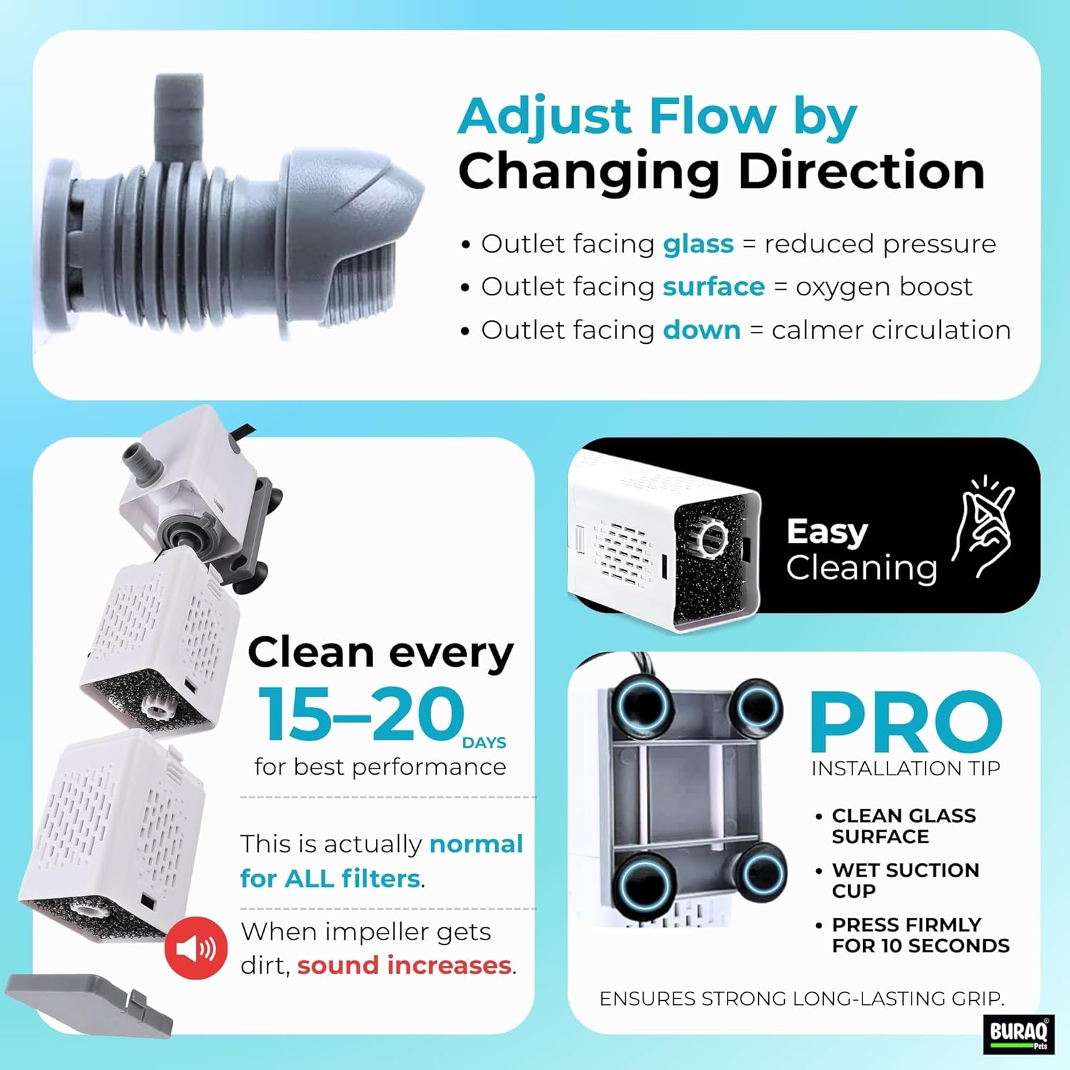 Ultra-Quiet  Aquarium Filter with Carbon  500F/1000F/1500F – premium pet product by Buraq Pets