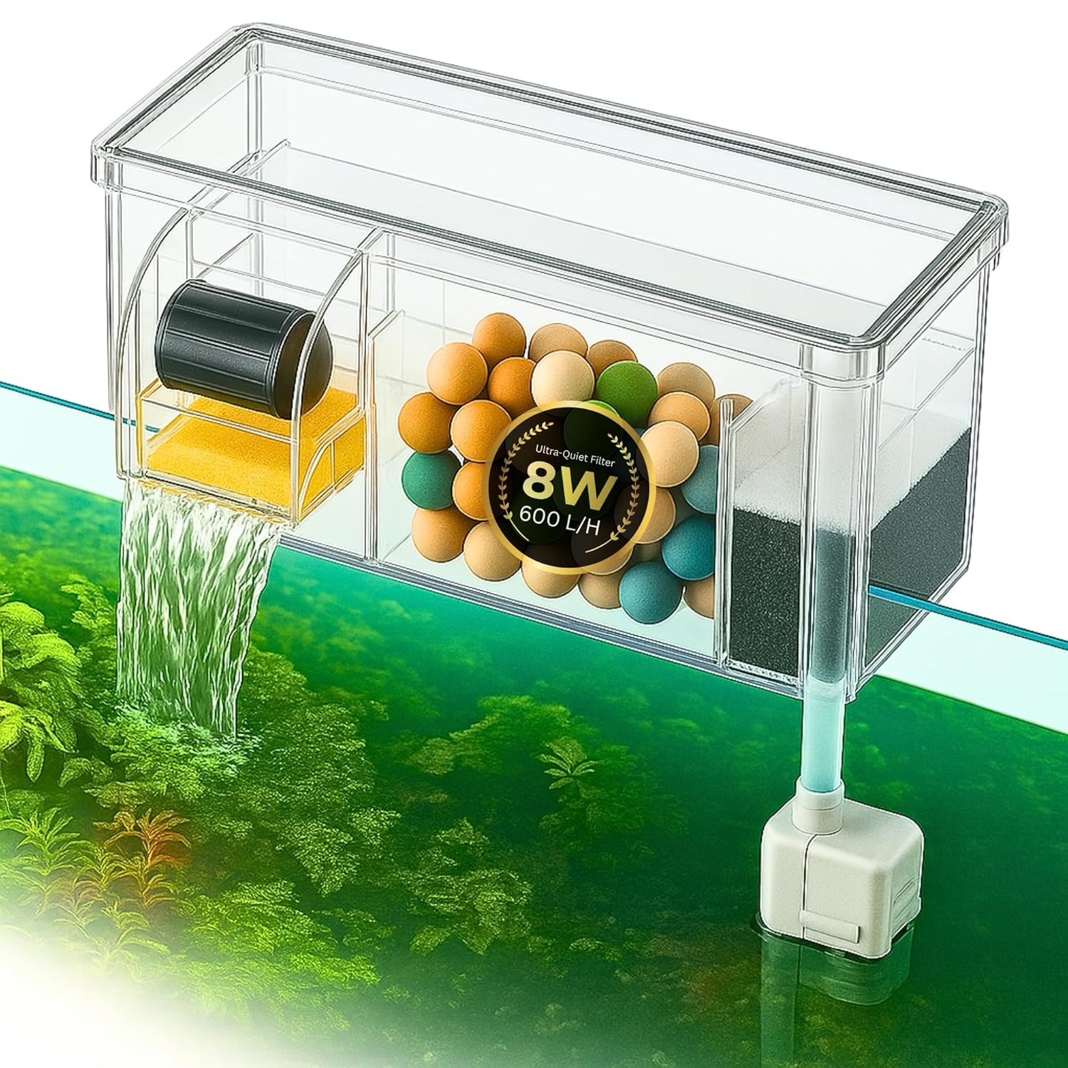 Waterfall Aquarium Filter Bio - Wheel Silent Pump - BURAQ PETS