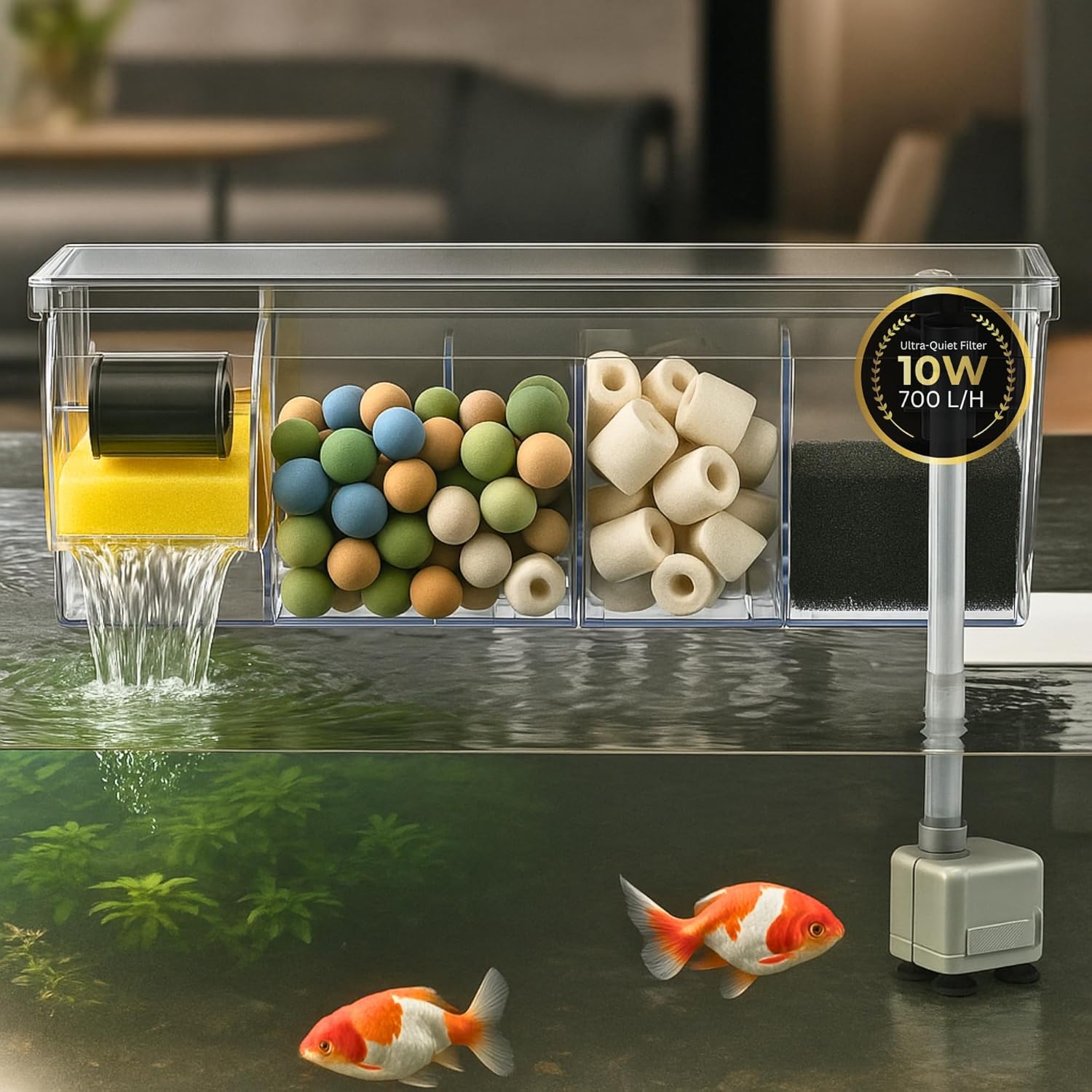 Waterfall Aquarium Filter Bio - Wheel Silent Pump - BURAQ PETS