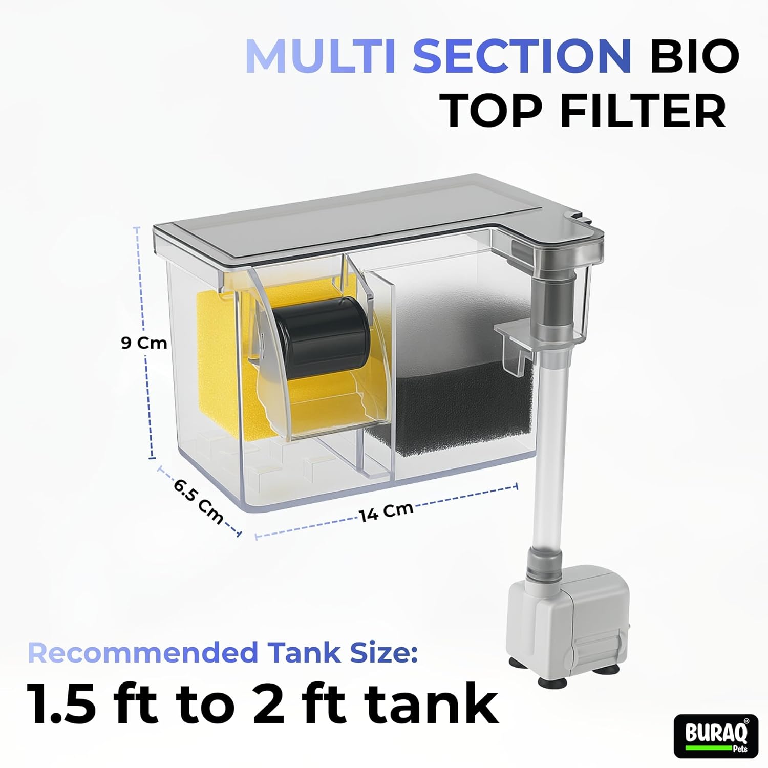 Waterfall Aquarium Filter Bio - Wheel Silent Pump - BURAQ PETS