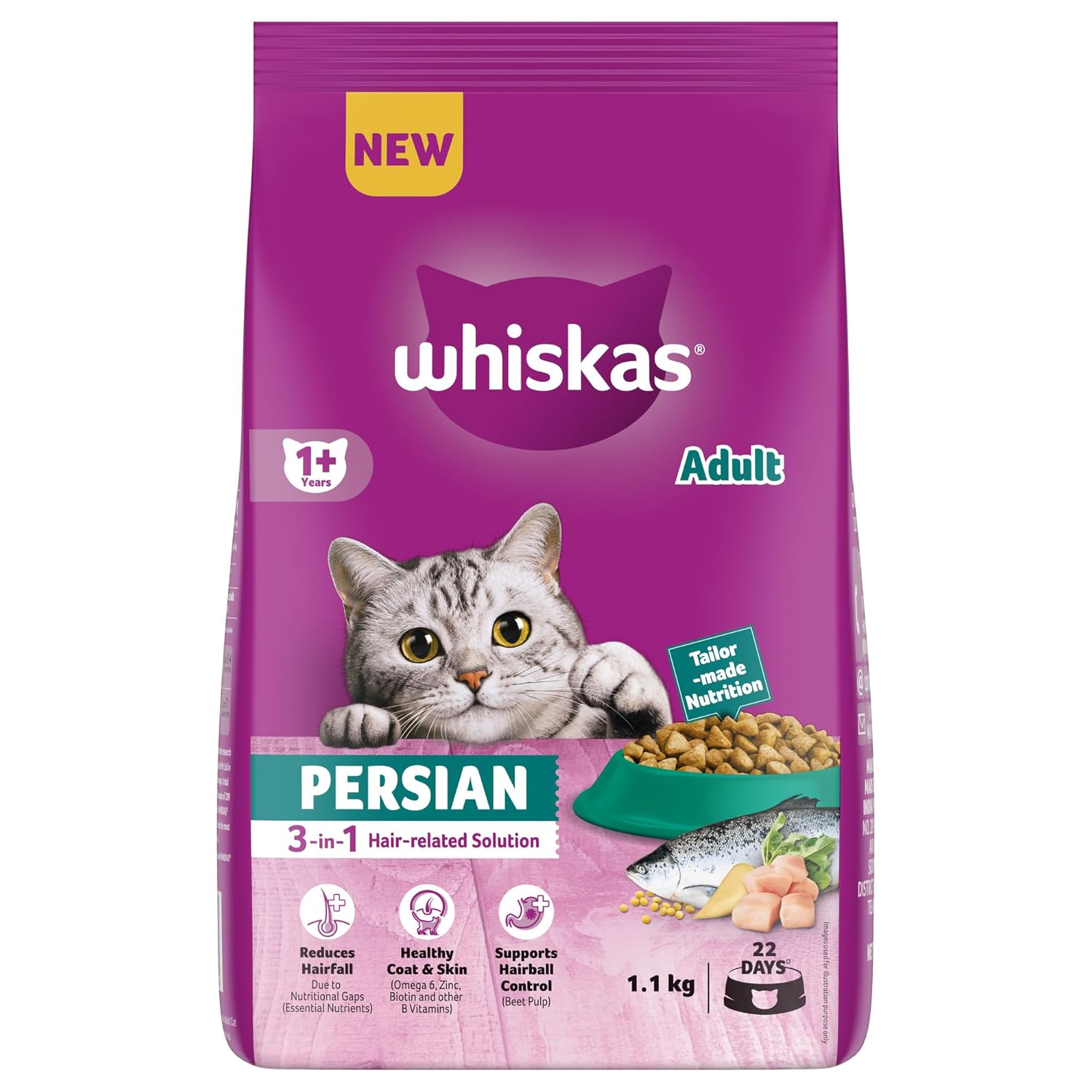 Whiskas Persian Adult Dry Cat Food 1.1 Kg - BURAQ PETS